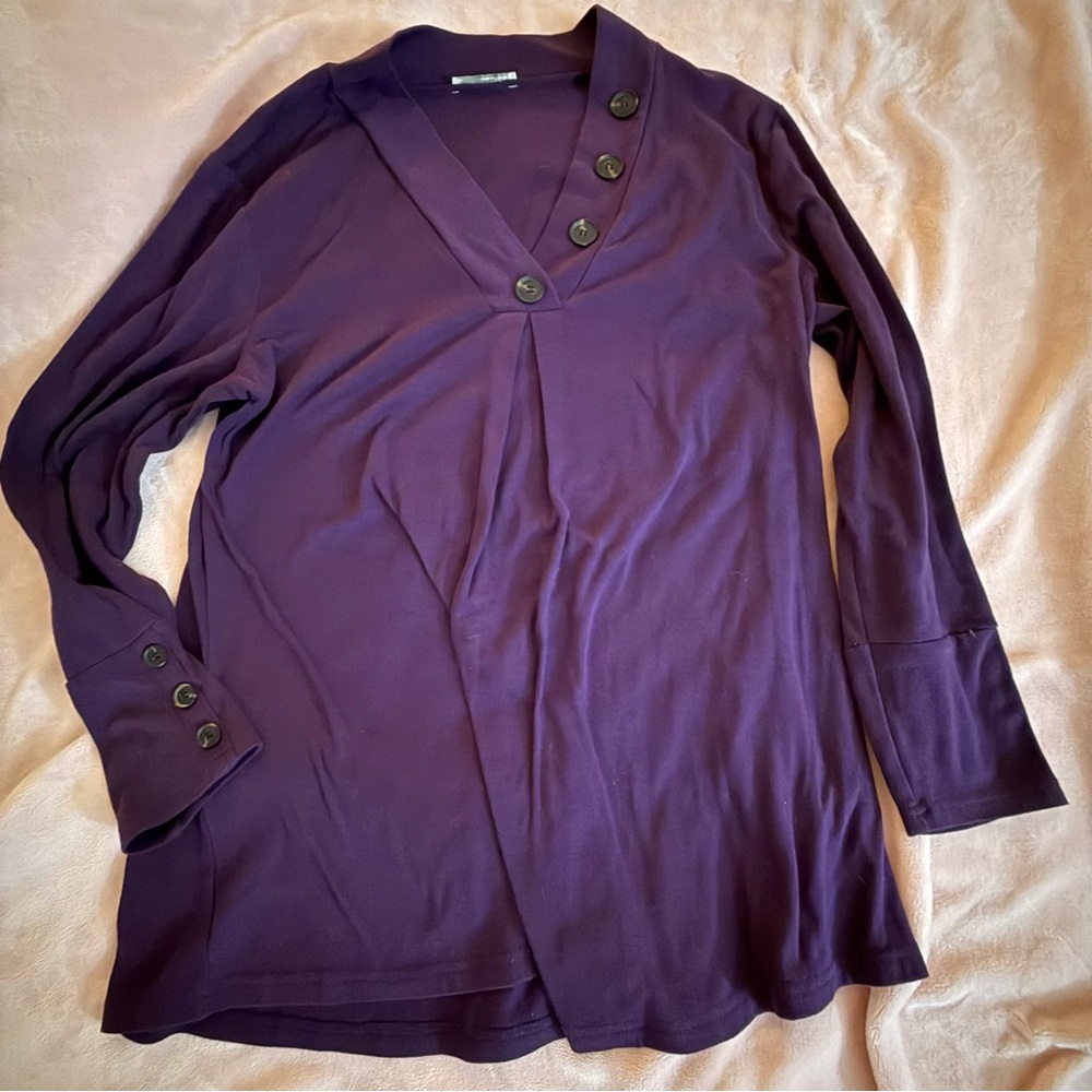Vibrant Plum Buttoned Women's Tunic